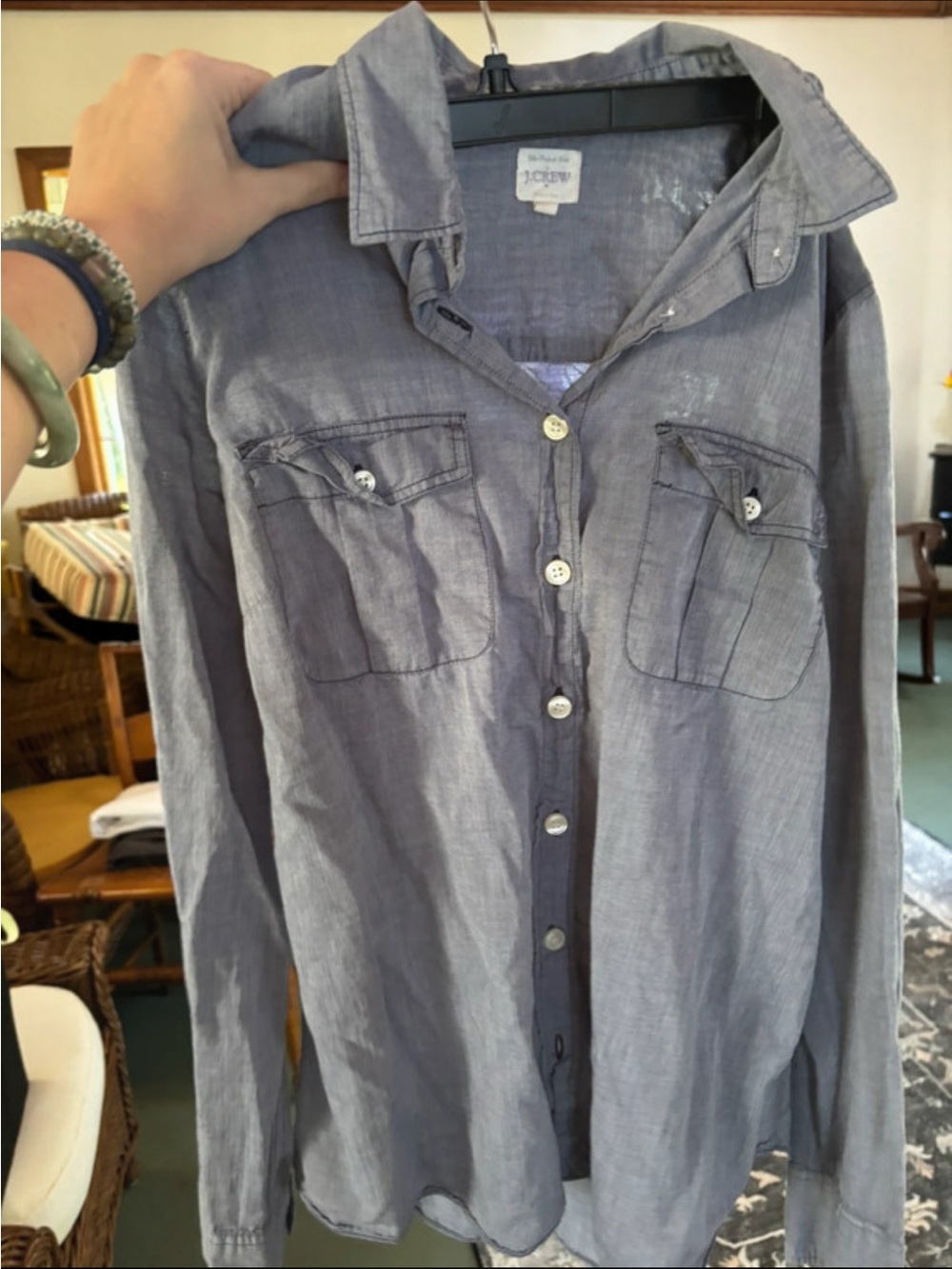 J. Crew Chambray Button-Down Shirt in Light Blue